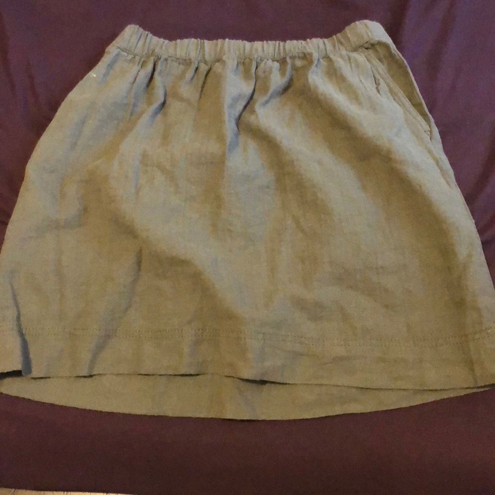 Green linen skirt